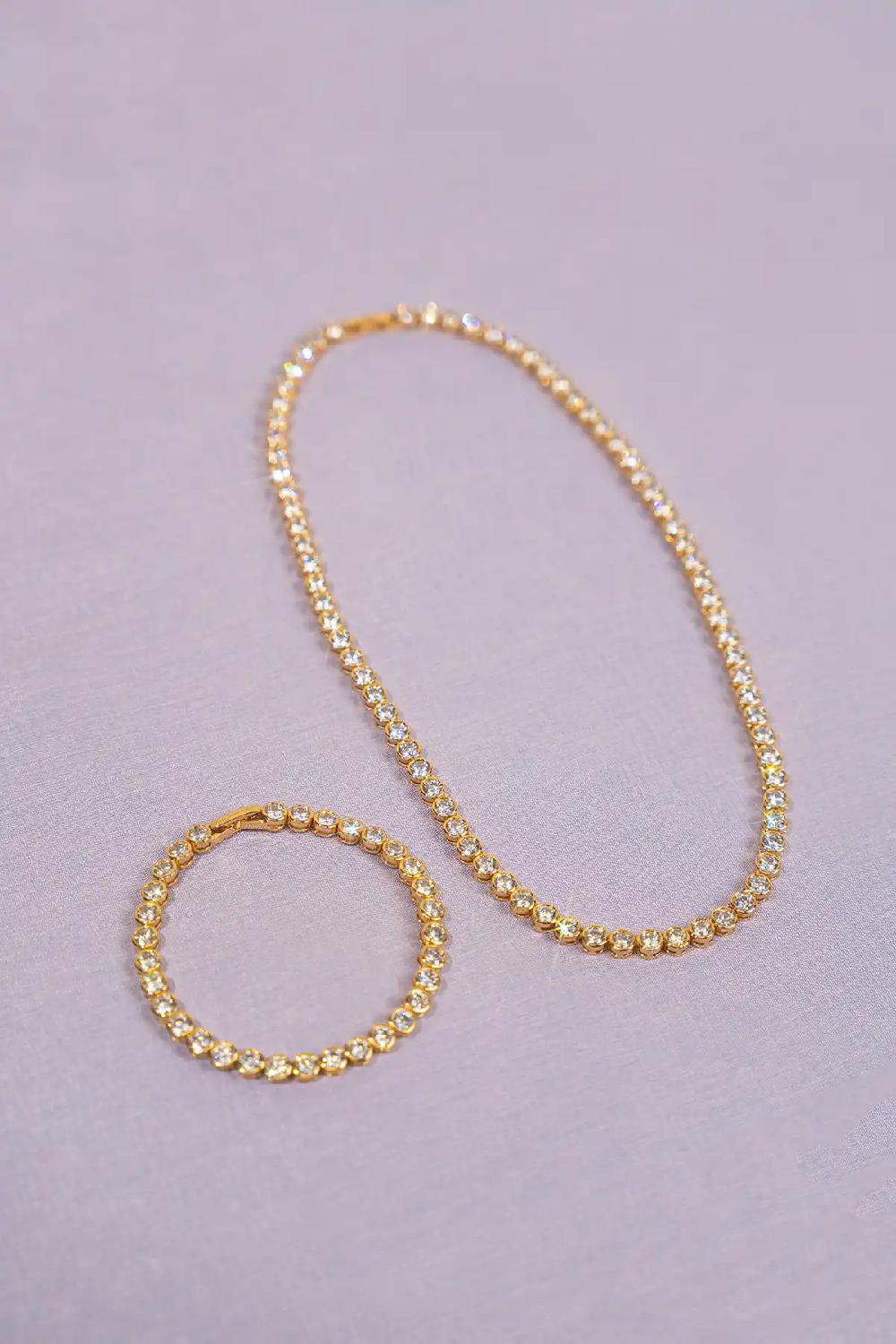 Lott. Gioielli Goudkleurige Armband Framed Round Crystals