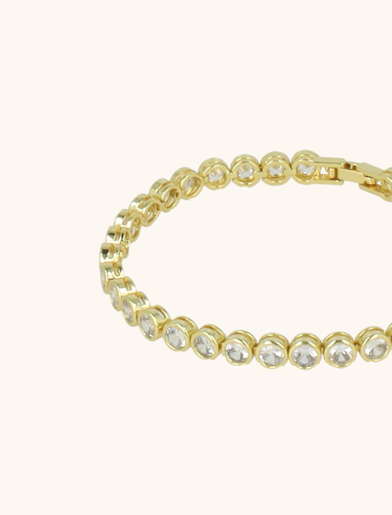 Lott. Gioielli Goudkleurige Armband Framed Round Crystals