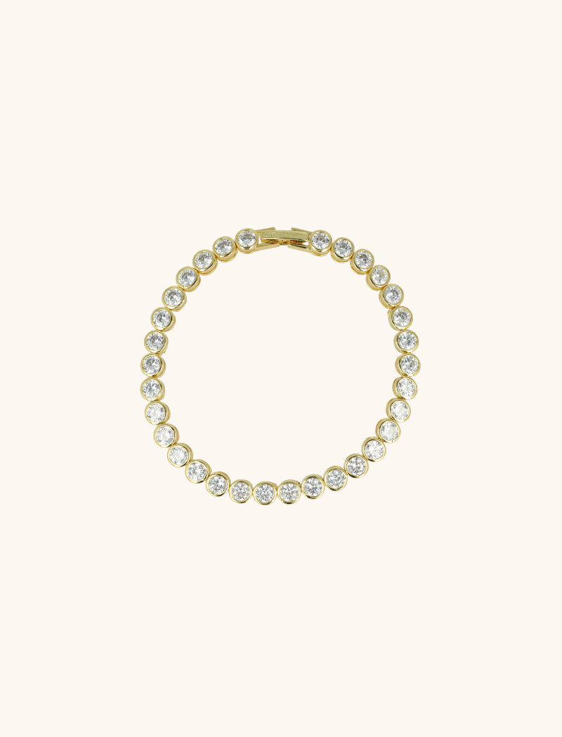 Lott. Gioielli Goudkleurige Armband Framed Round Crystals