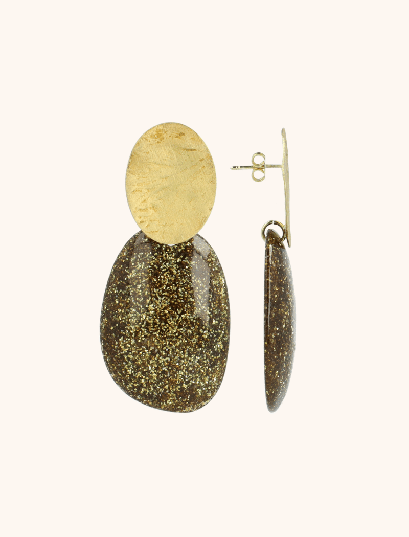 Lott. Gioielli Goudkleurige Glitter Oorbellen Aurora Ovaal L