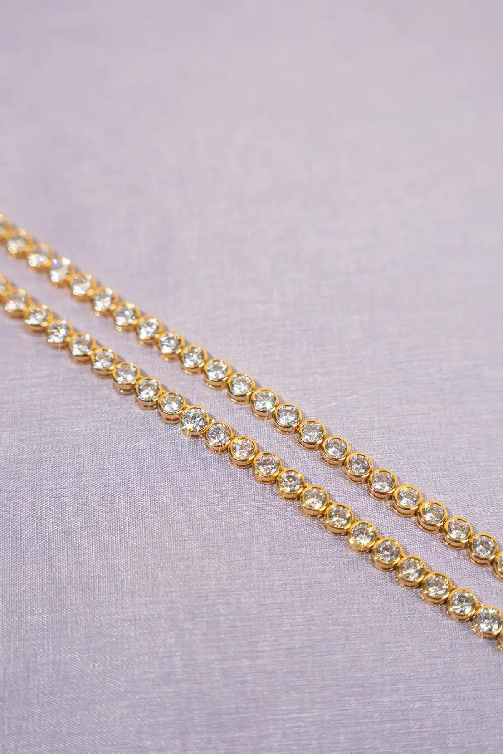 Lott. Gioielli Goudkleurige Ketting Framed Round Crystals