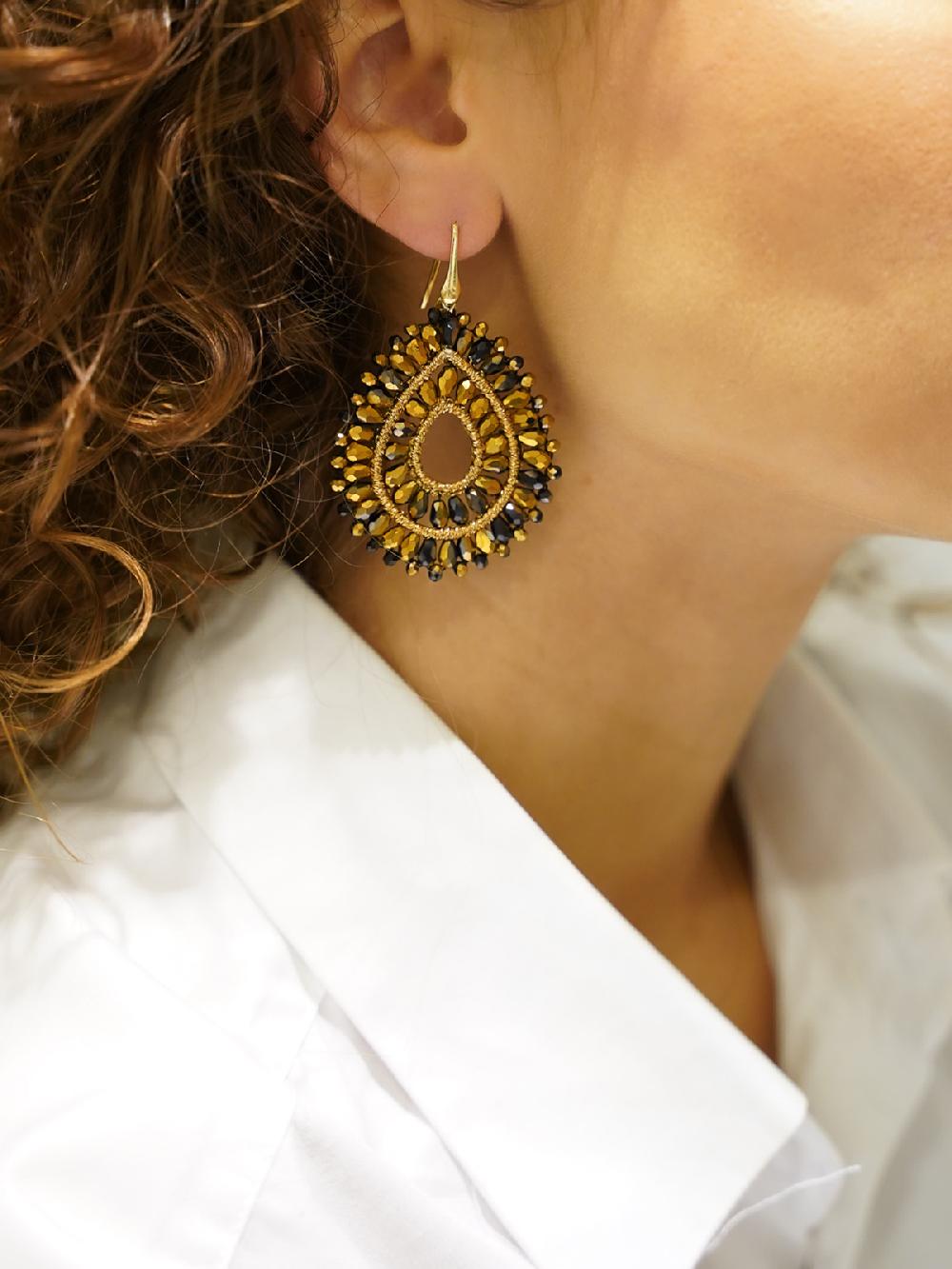 Lott. Gioielli Goudkleurige Oorbellen Alice Drop Double Crystal