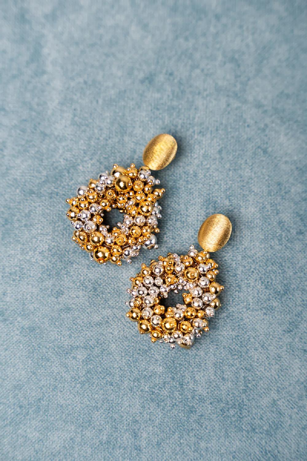 Lott. Gioielli Goudkleurige Oorbellen Louise Irregular Double Stones Drop L