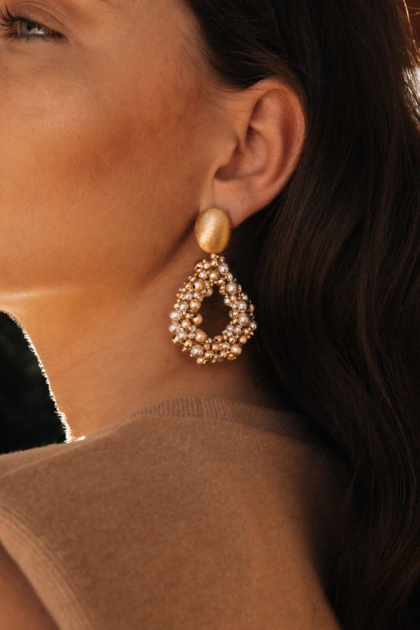 lott. gioielli Goudkleurige Oorbellen Louise Irregular Double Stones Drop L