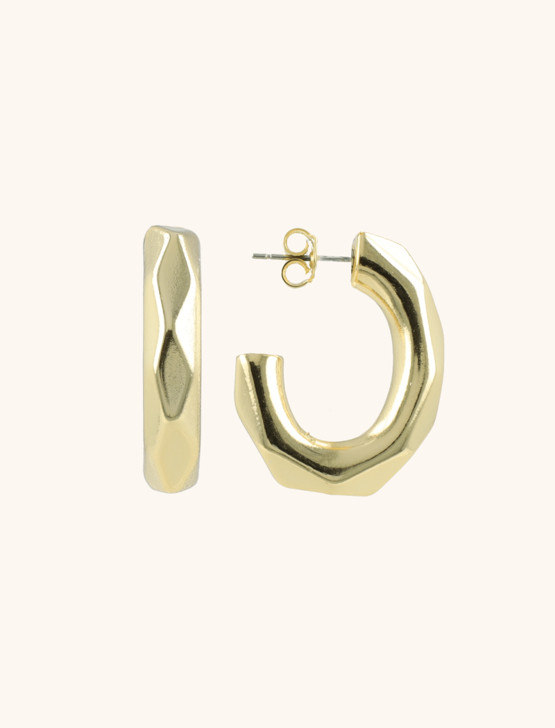 lott. gioielli Goudkleurige Oorbellen Ovaal Creool Faceted Vintage L