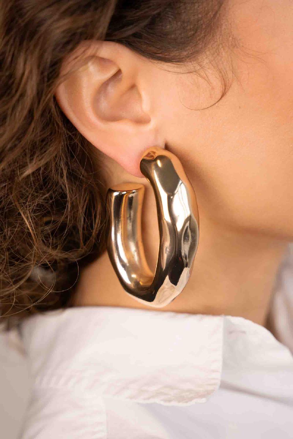 Lott. Gioielli Goudkleurige Oorbellen Ovaal Creool Vintage XL