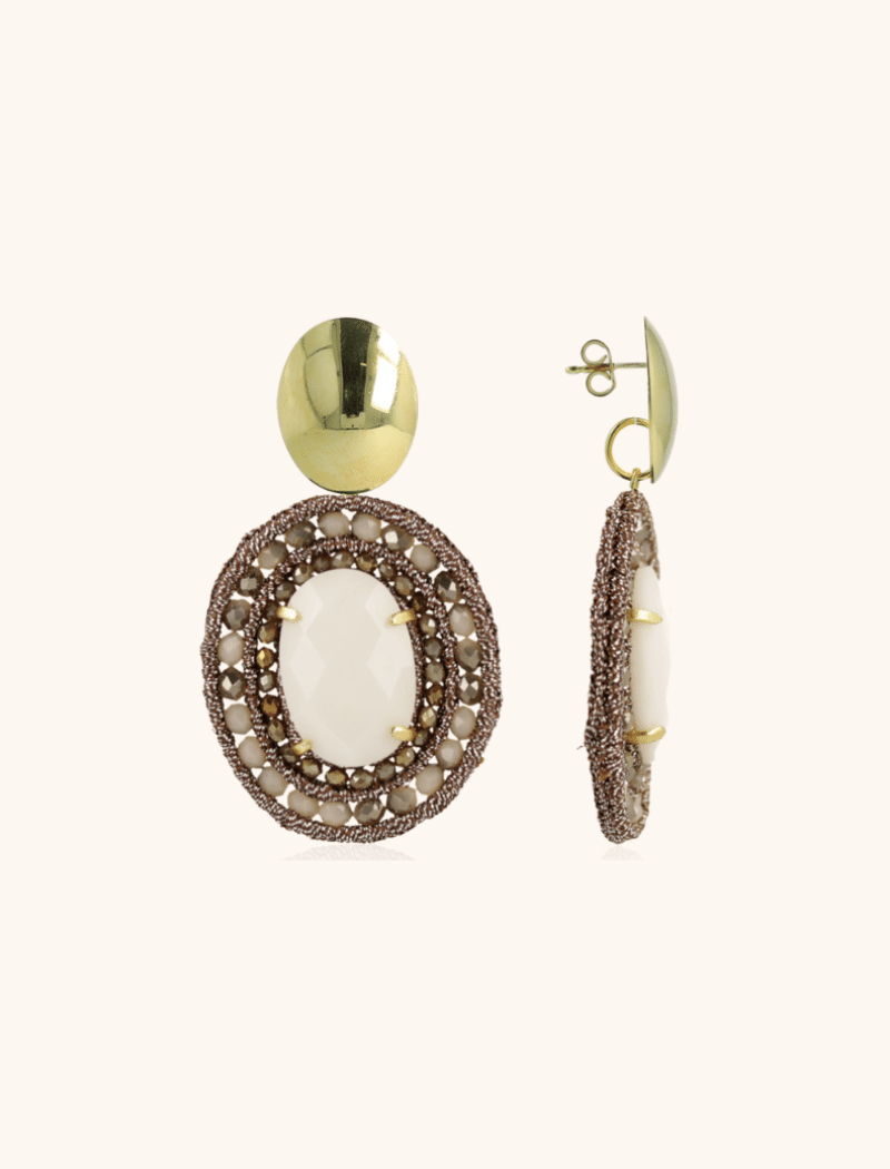 lott. gioielli Grijze Oorbellen Belle Ovaal L Met Steen