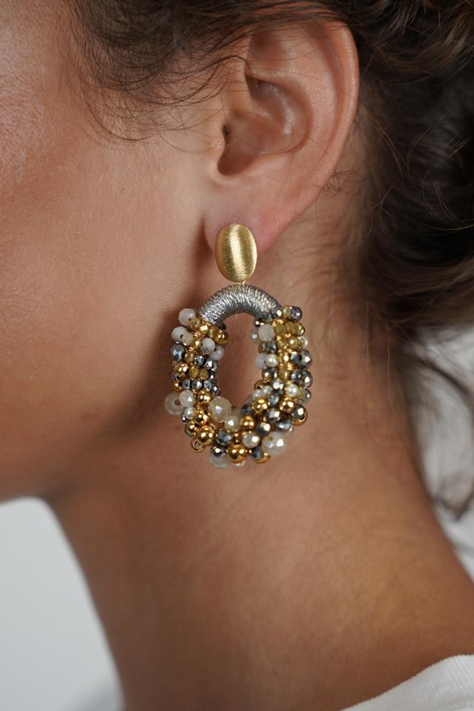 Lott. Gioielli Grijze Oorbellen Opheilia Combi Ovaal L