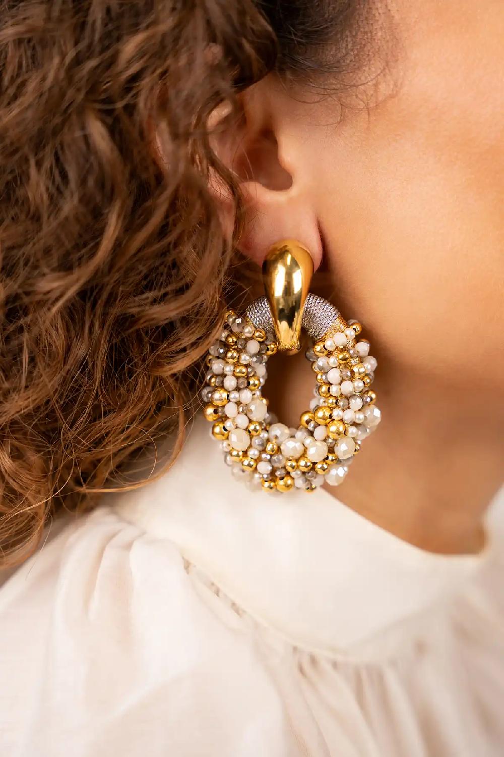 Lott. Gioielli Grijze Oorbellen Ophelia Combi Ovaal L