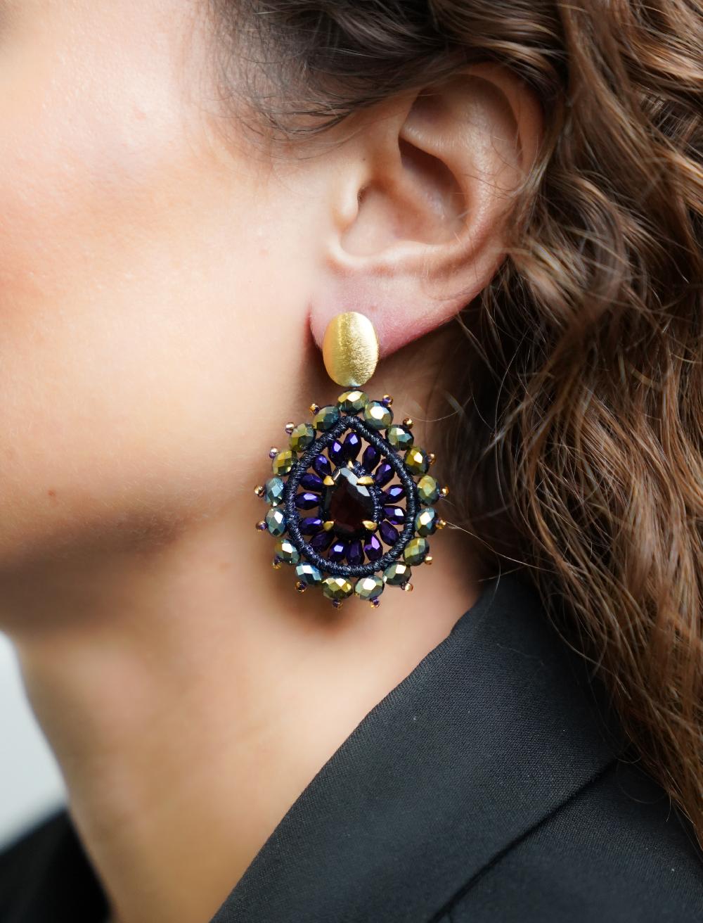 Lott. Gioielli Groen Paarse Oorbellen Berber Tigereye Druppel S