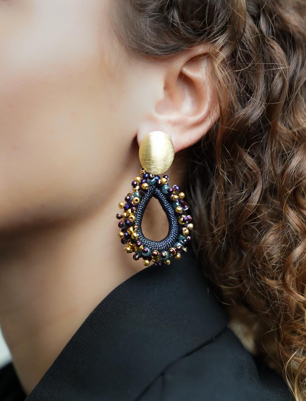 Lott. Gioielli Groen Paarse Oorbellen Carina Urchin Drop M