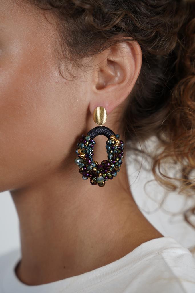 Lott. Gioielli Groen Paarse Oorbellen Opheilia Combi Ovaal M