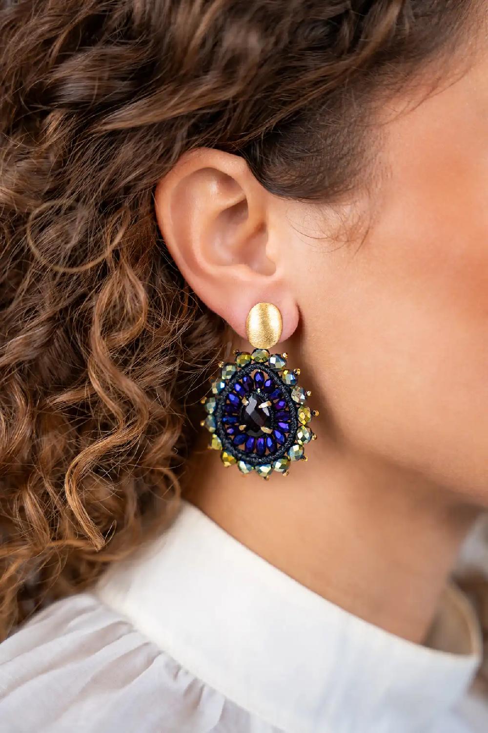 Lott. Gioielli Groen Paarse Oorbellen Roxx Tigereye Ovaal S