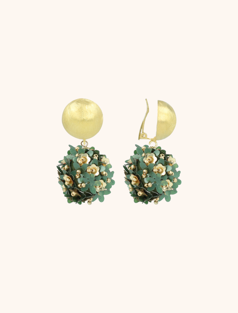 Lott. Gioielli Groene Flower Sequin Oorbellen Daisy Globe M Clip
