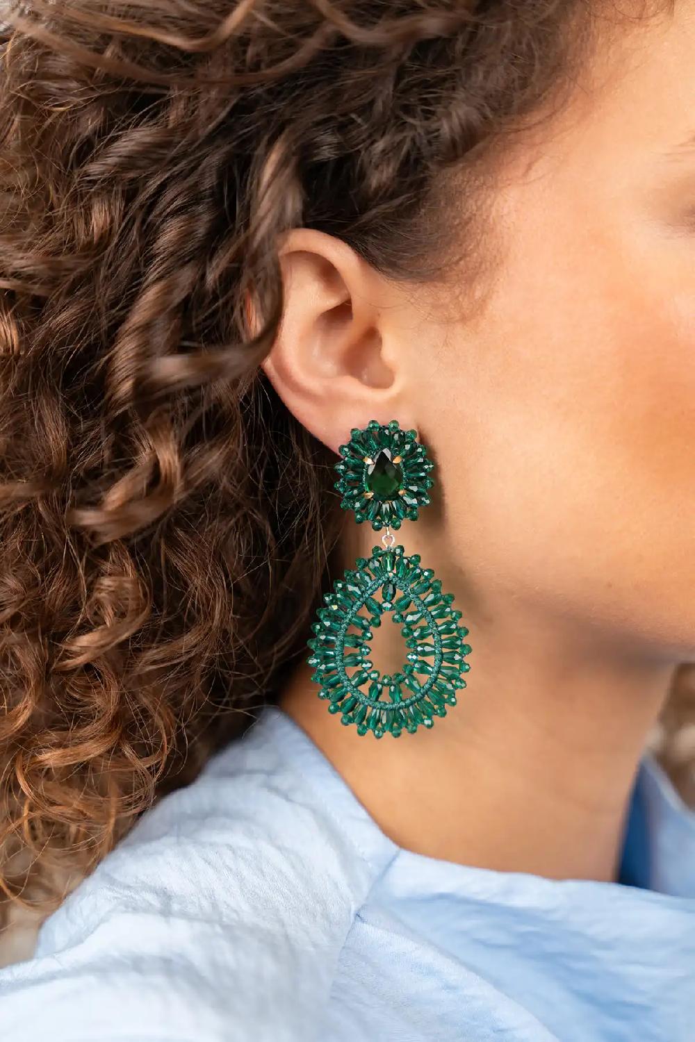 Lott. Gioielli Groene Oorbellen Apollo Double Drop S / L