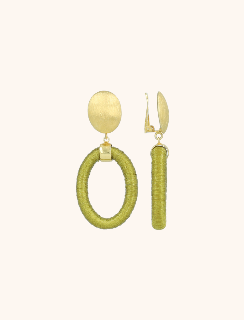 lott. gioielli Groene Oorbellen Faye Oval with Bead Threated S Clip