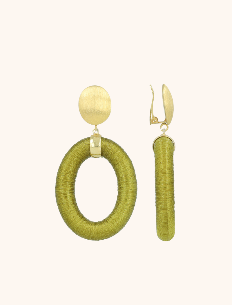 lott. gioielli Groene Oorbellen Faye Oval with Bead Threated S Clip