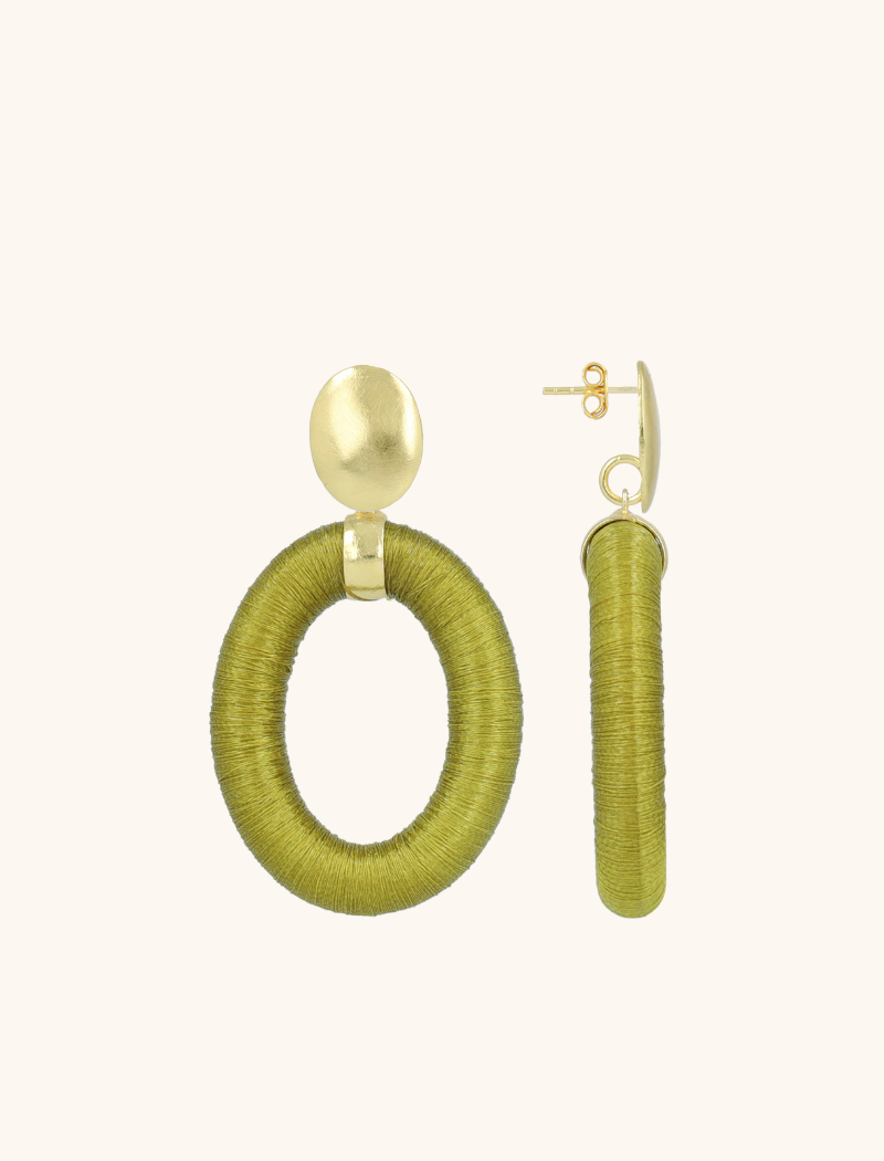 lott. gioielli Groene Oorbellen Faye Oval with Bead Threated S