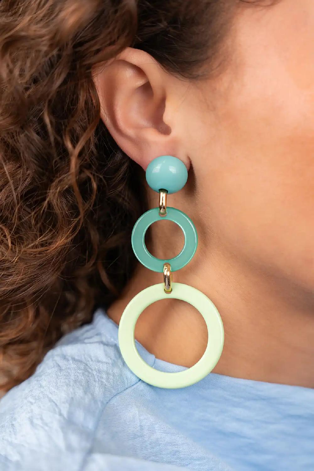 Lott. Gioielli Groene Oorbellen Hanne Statement Triple Circle L