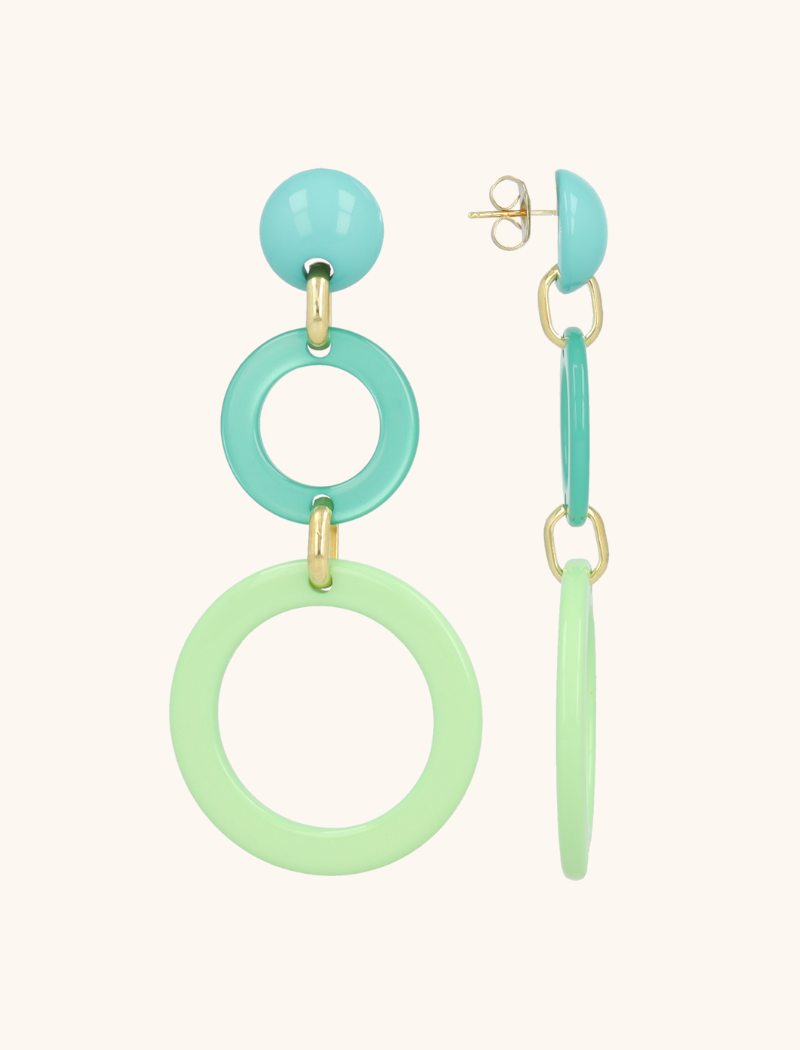 Lott. Gioielli Groene Oorbellen Hanne Statement Triple Circle L