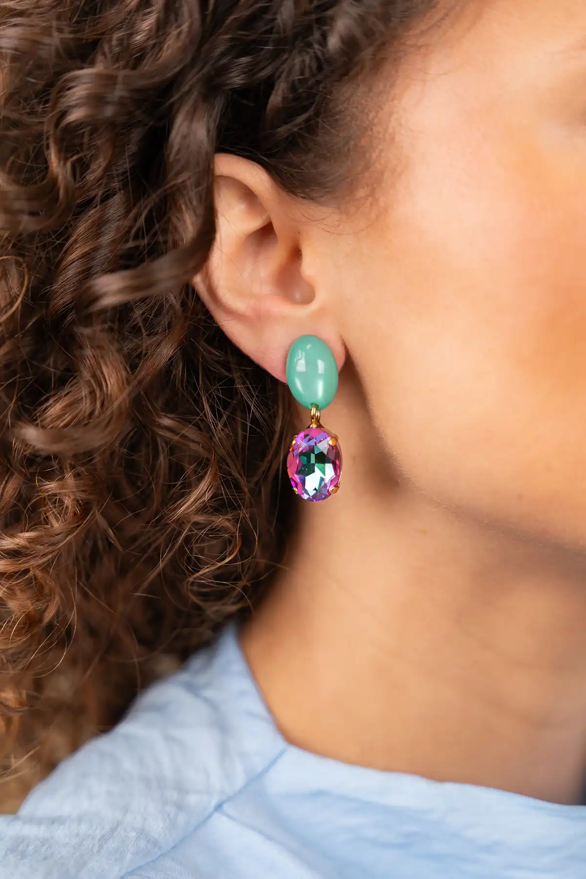 Lott. Gioielli Groene Oorbellen Indy Oval Strass Pendant M