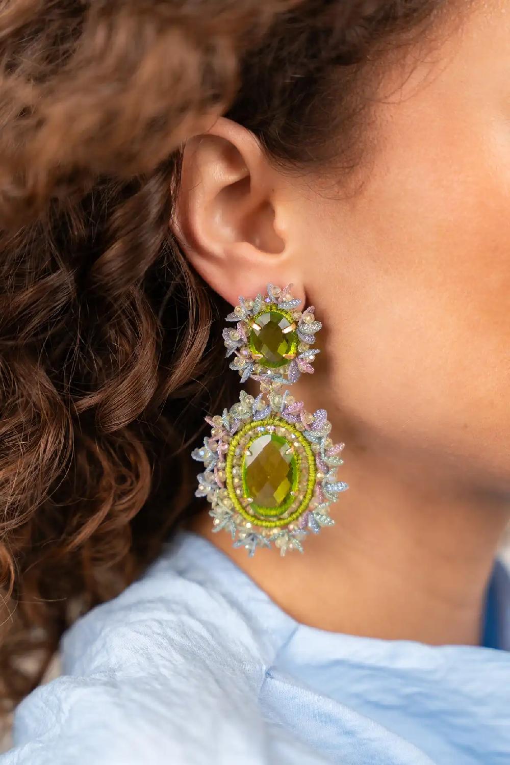 Lott. Gioielli Groene Oorbellen Lara Pendant Earring Double W/ Sequins L