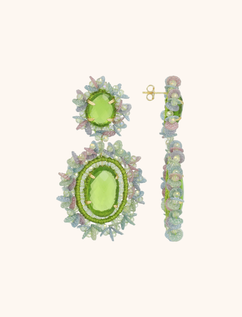 lott. gioielli Groene Oorbellen Lara Pendant Earring Double w/ Sequins L