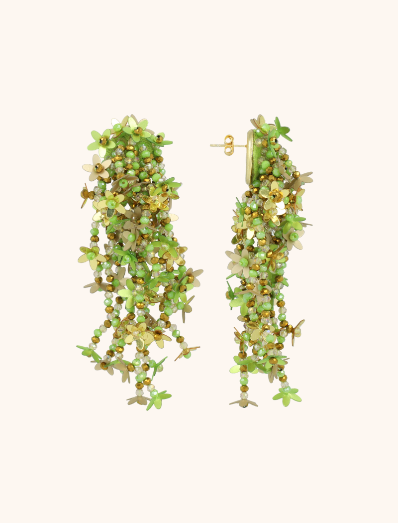 lott. gioielli Groene Oorbellen Lilly Flower Strings L