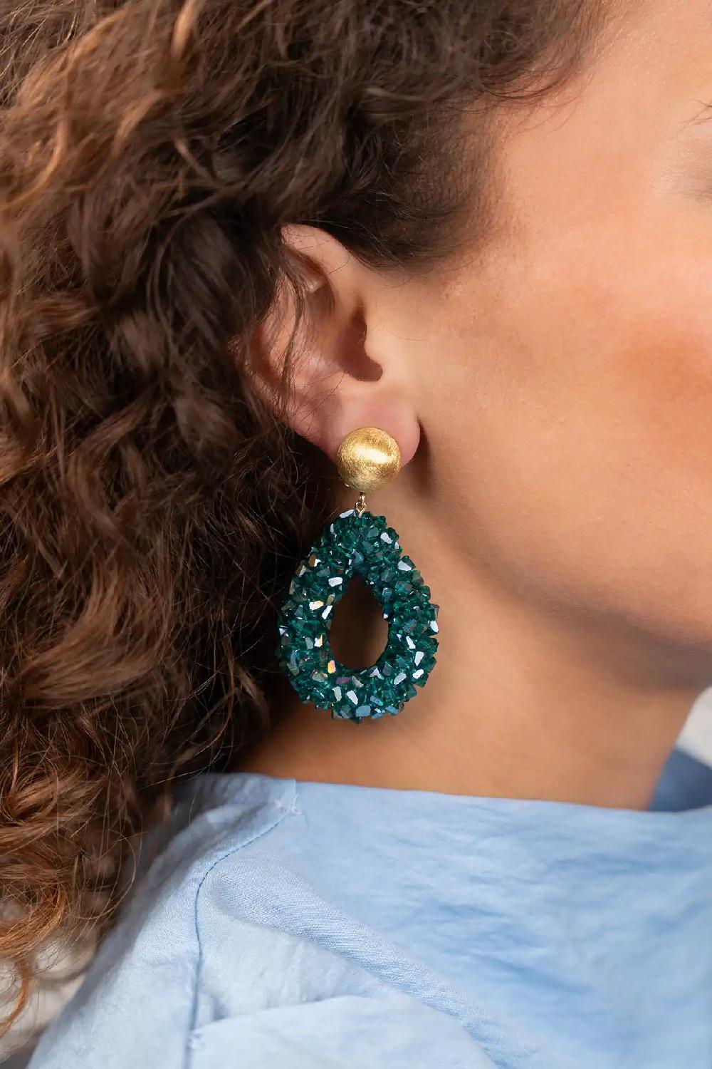 Lott. Gioielli Groene Oorbellen Marieke Drop L Raw Clip