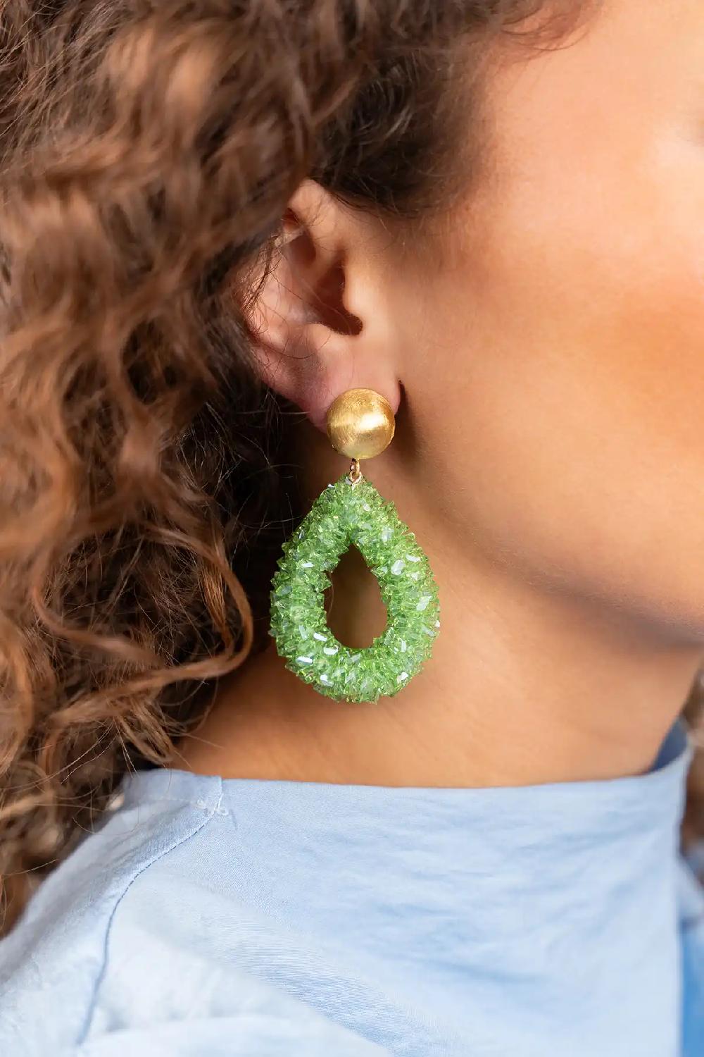 Lott. Gioielli Groene Oorbellen Marieke Drop L Raw Clip