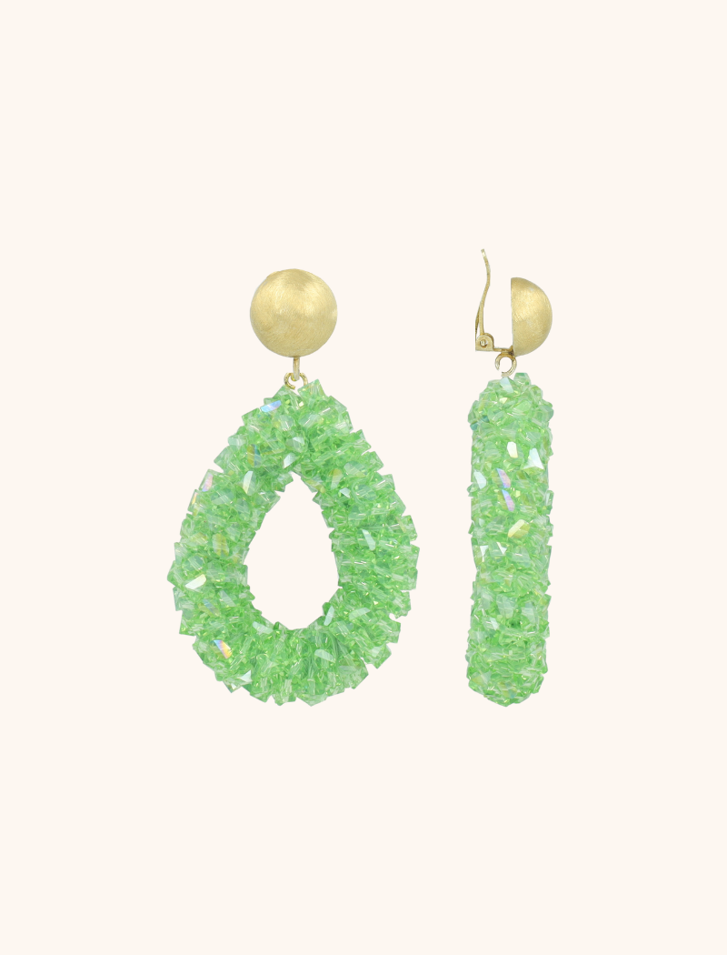 Lott. Gioielli Groene Oorbellen Marieke Drop L Raw Clip