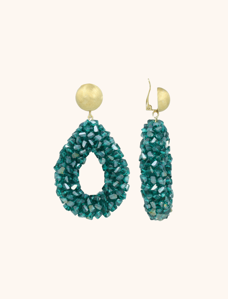 lott. gioielli Groene Oorbellen Marieke Drop L Raw Clip