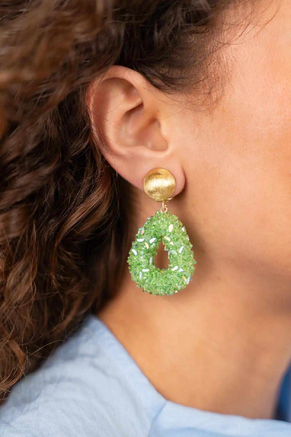 Lott. Gioielli Groene Oorbellen Marieke Drop S Raw Clip