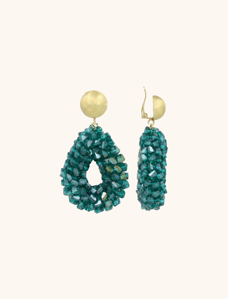 lott. gioielli Groene Oorbellen Marieke Drop S Raw Clip