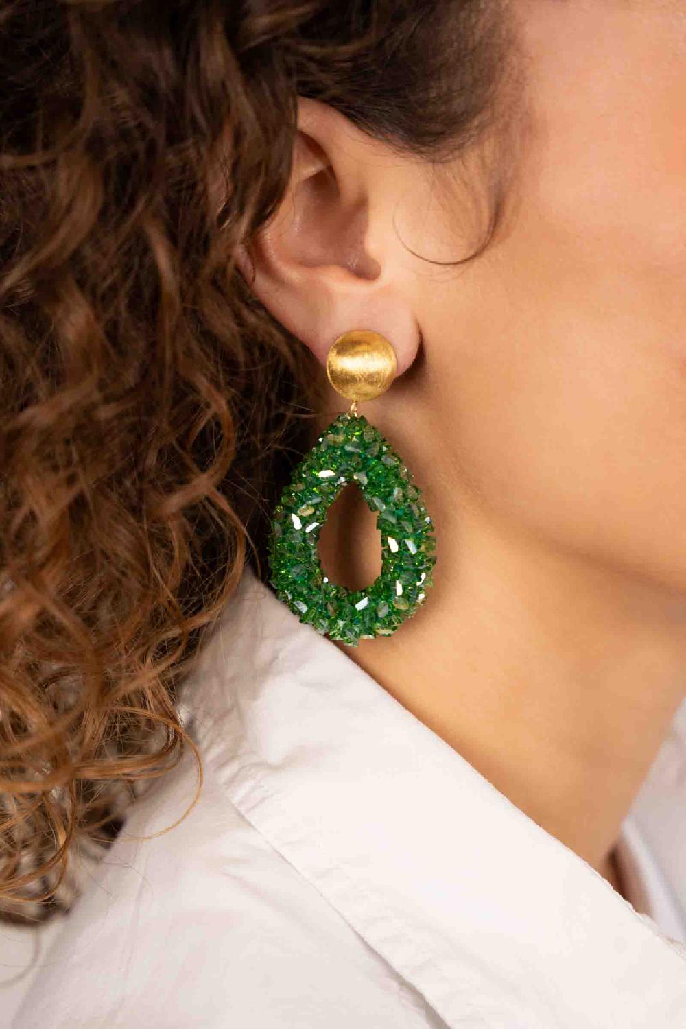 Lott. Gioielli Groene Oorbellen Marieke Druppel L Raw Clip