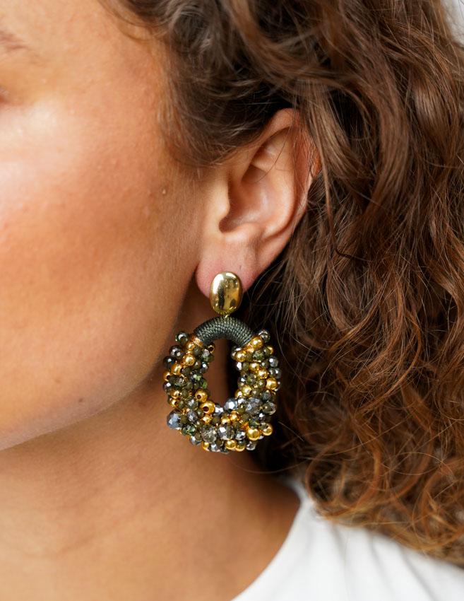 Lott. Gioielli Groene Oorbellen Opheilia Combi Ovaal M