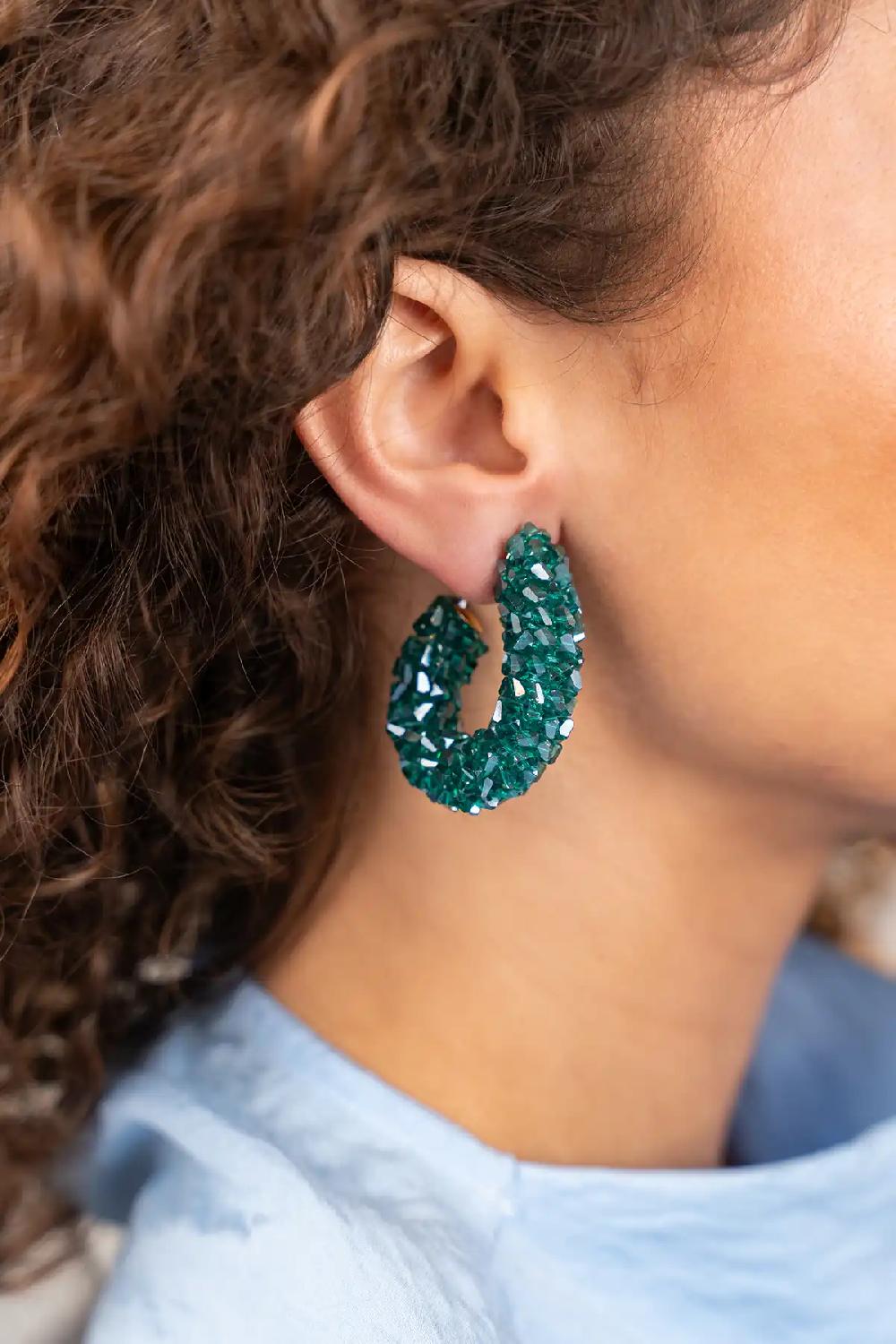 Lott. Gioielli Groene Oorbellen Pascalle Creole Raw L