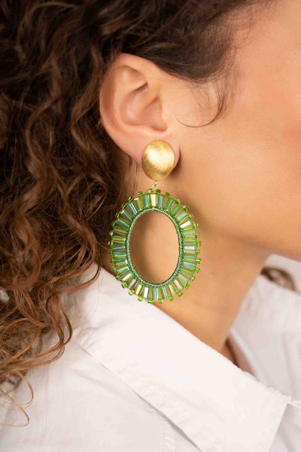 Lott. Gioielli Groene Oorbellen Tonal Naomi Ovaal L Clip