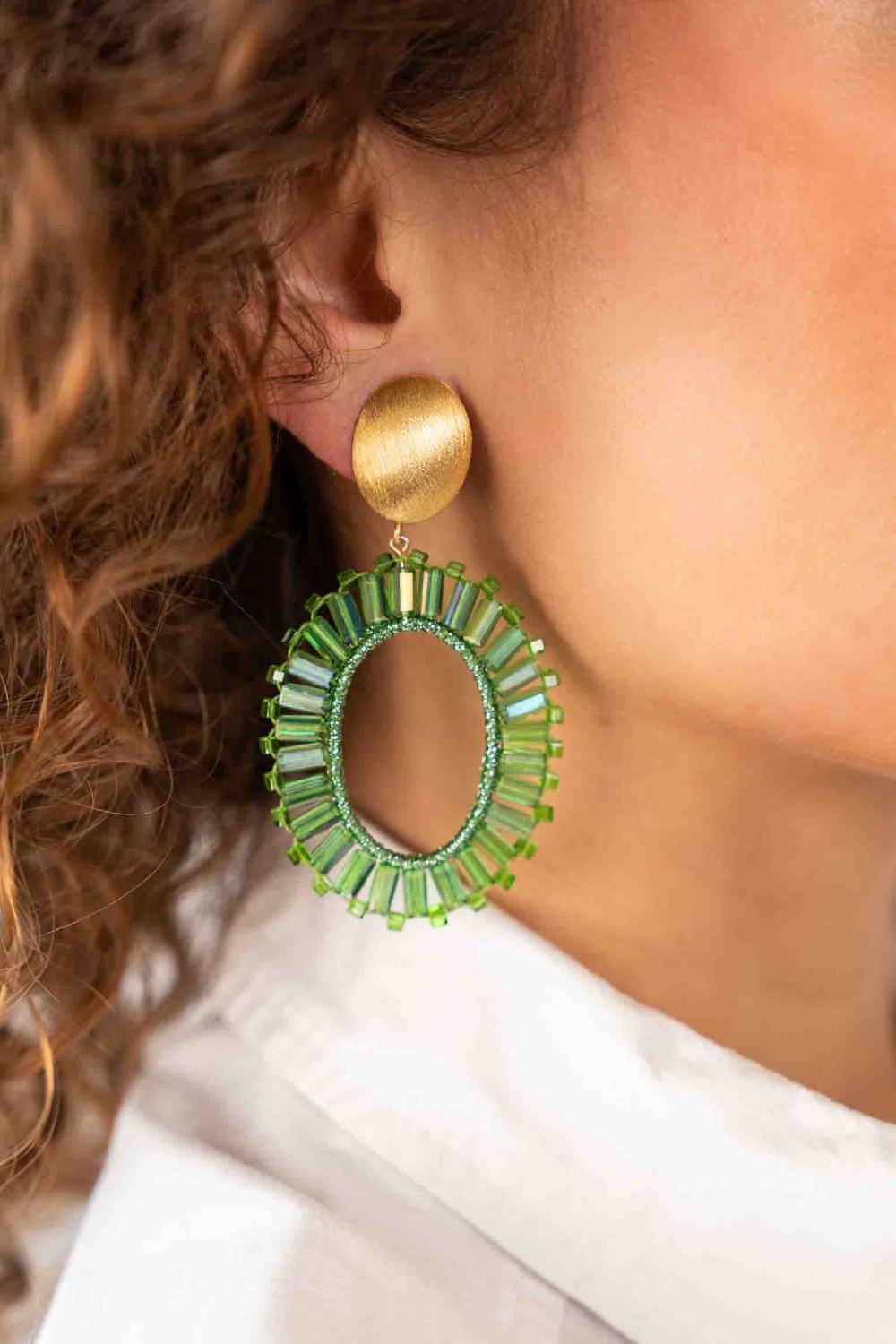 Lott. Gioielli Groene Oorbellen Tonal Naomi Ovaal M Clip