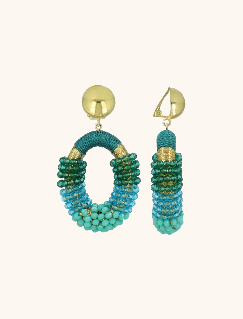 lott. gioielli Groene Oorbellen Yara Combi Oval M Clip