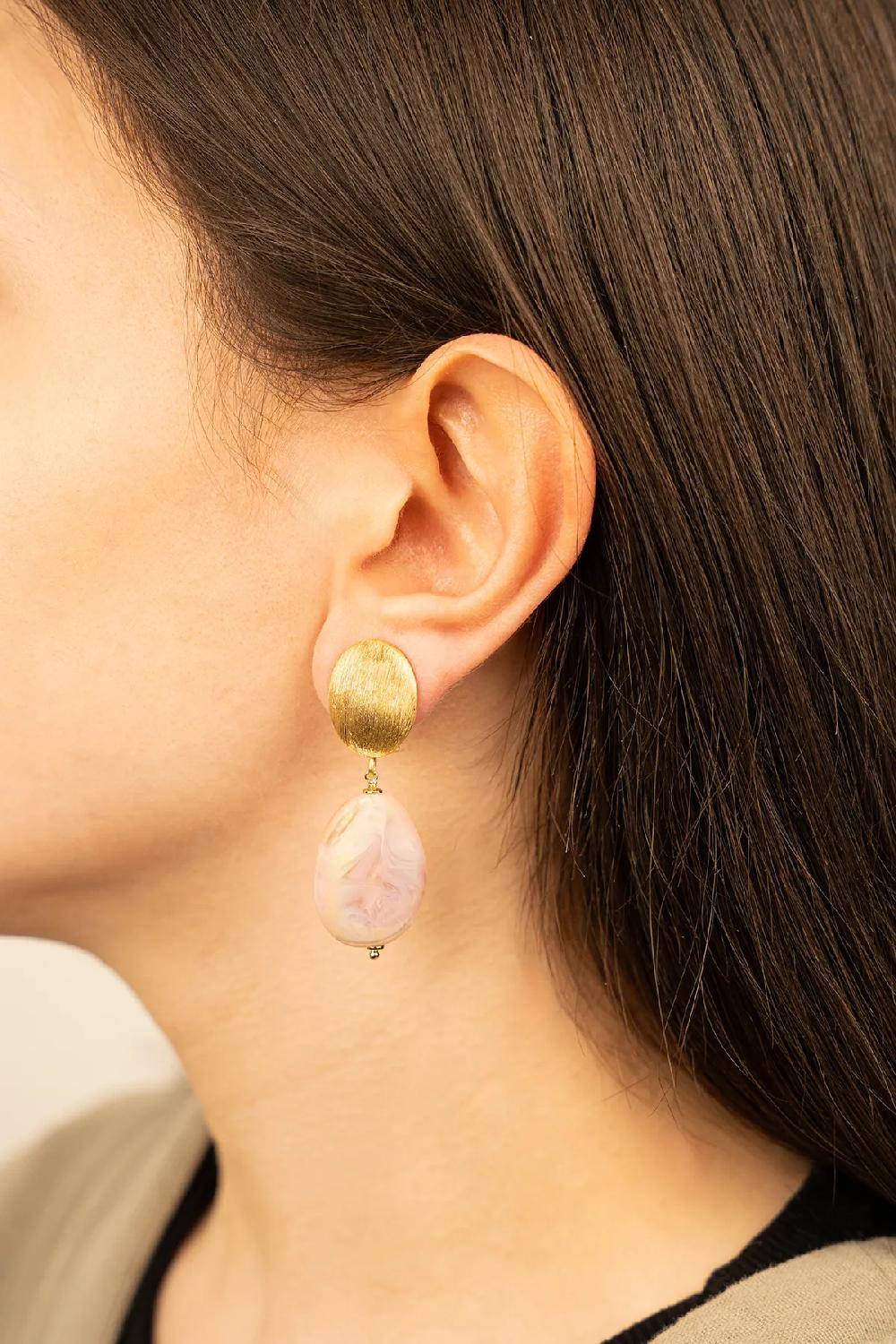 Lott. Gioielli Holo Ivory Oorbellen Amber Squeezed Drop Clip