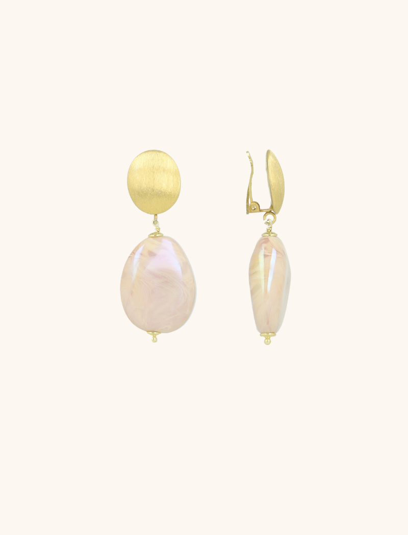 lott. gioielli Holo Ivory Oorbellen Amber Squeezed Drop Clip