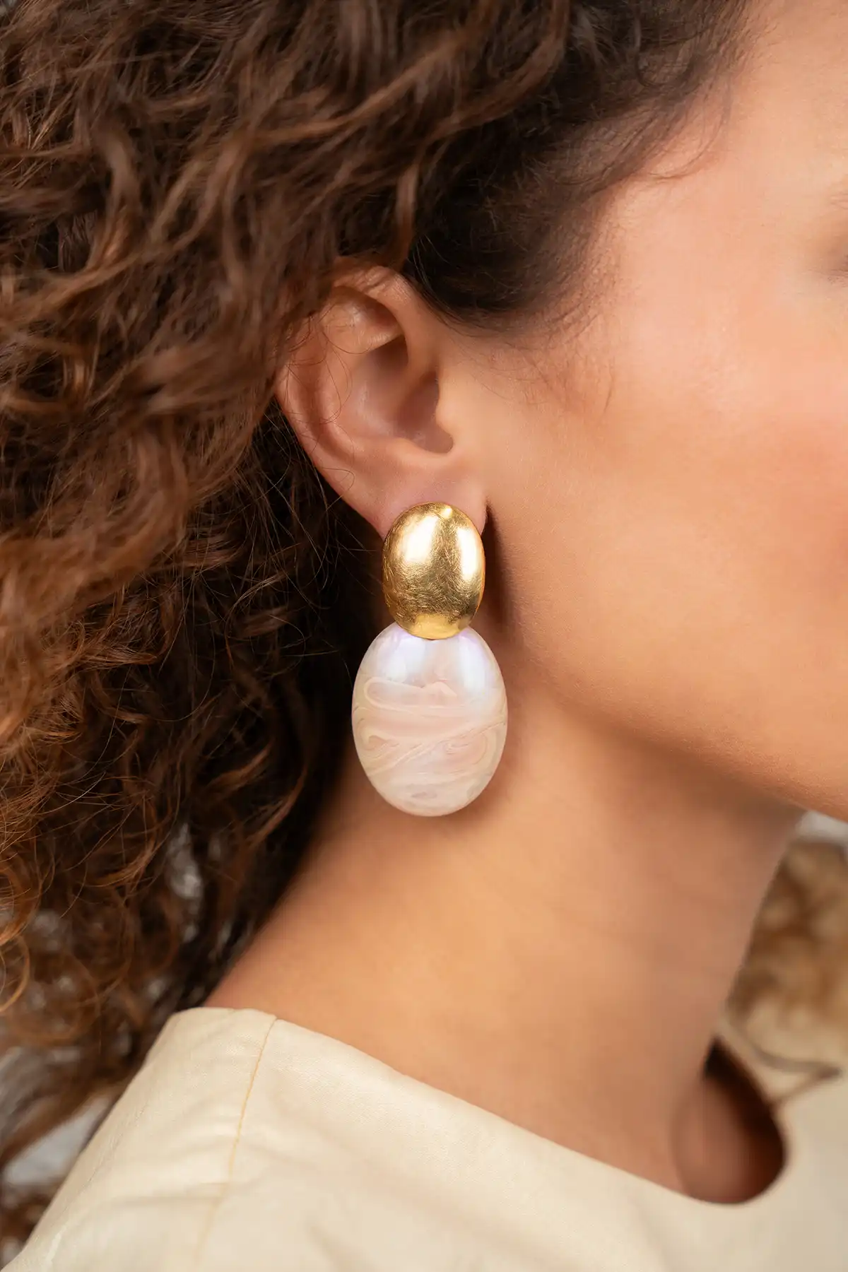 Lott. Gioielli Holo Ivory Oorbellen Sirius Bugle Oval S