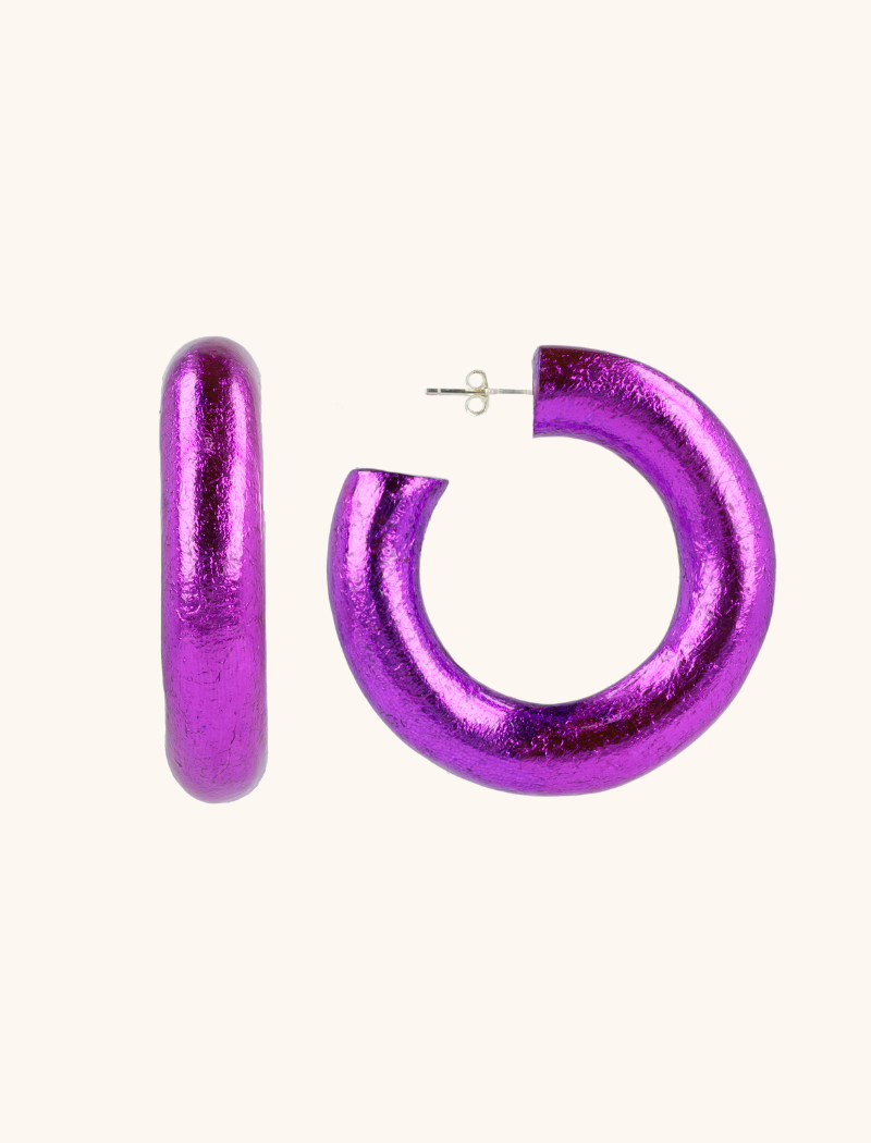 lott. gioielli Houten Oorbellen Wiep Creool L Metallic Paars