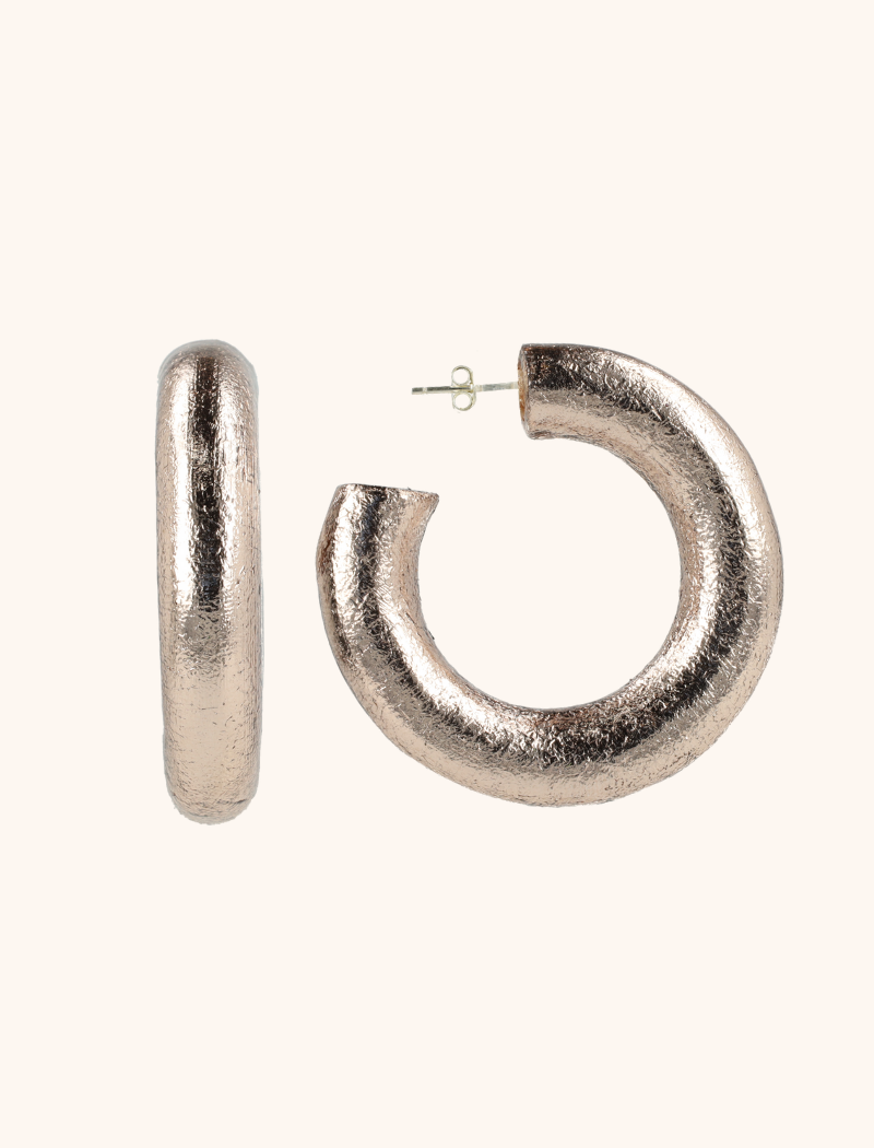 lott. gioielli Houten Oorbellen Wiep Creool L Metallic Roze