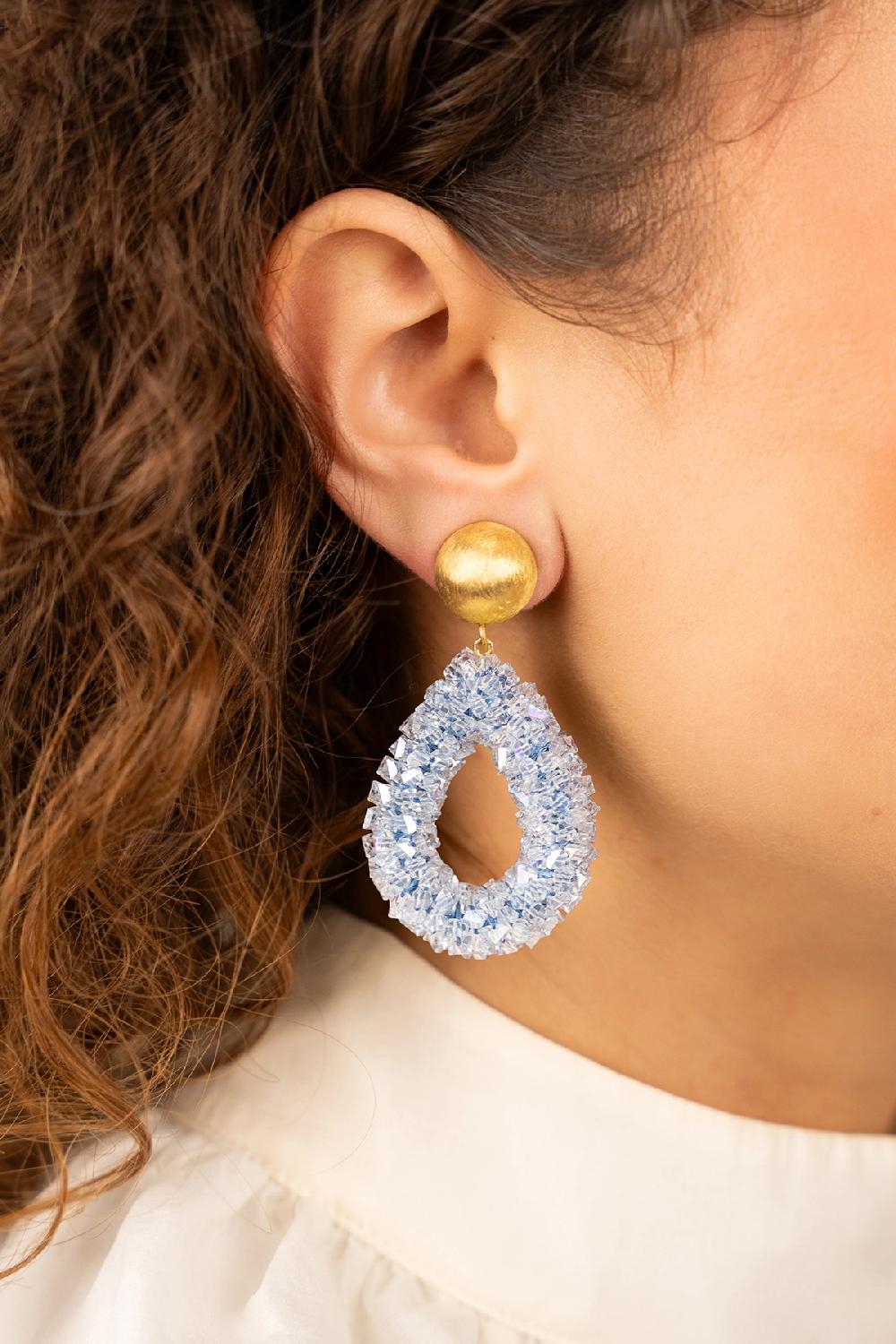 Lott. Gioielli Ice Blauwe Oorbellen Marieke Druppel L Raw Clip