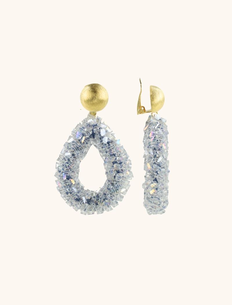 lott. gioielli Ice Blauwe Oorbellen Marieke Druppel L Raw Clip