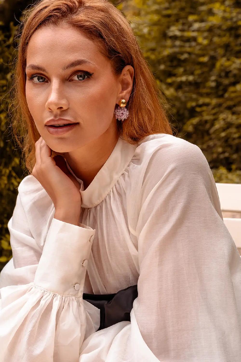 Lott. Gioielli Ice Dark Fuchsia Oorbellen Jacky Globe S Double Stones