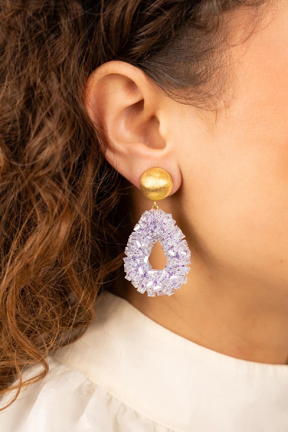 Lott. Gioielli Ice Paarse Oorbellen Marieke Druppel S Raw Clip