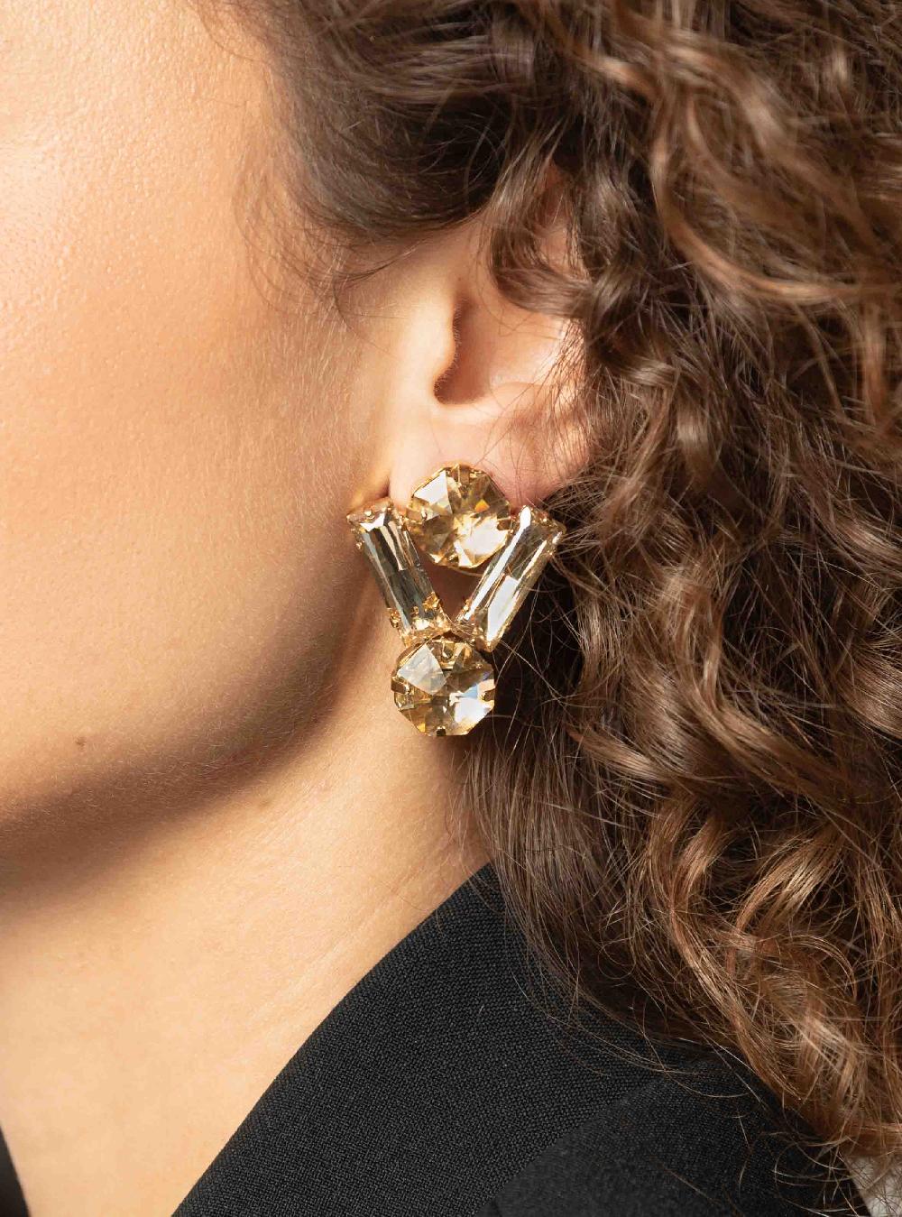 Lott. Gioielli Jule Oorbellen Octagon Double Baguette Zilverkleurig